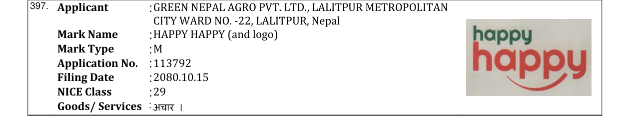 Original bulletin entry for HAPPY HAPPY (and logo)