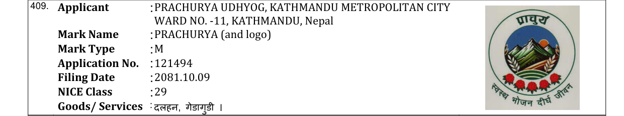 Original bulletin entry for PRACHURYA (and logo)