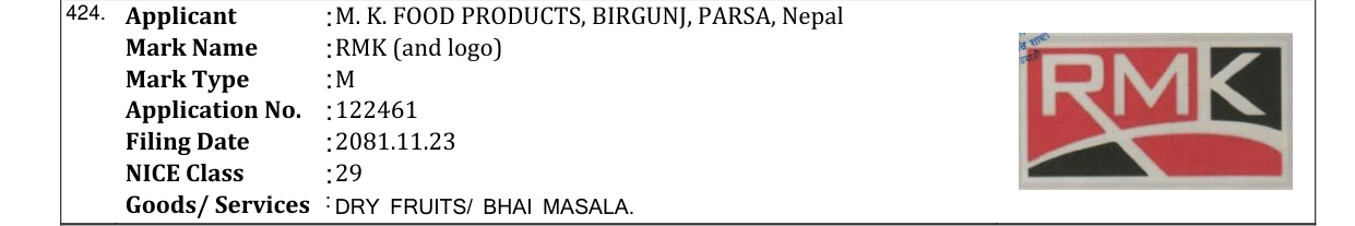 Original bulletin entry for RMK (and logo)