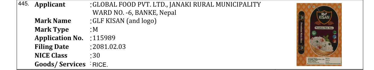 Original bulletin entry for GLF KISAN (and logo)