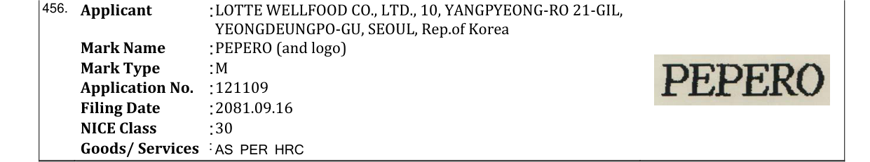 Original bulletin entry for PEPERO (and logo)