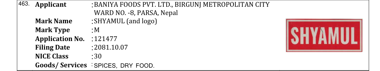 Original bulletin entry for SHYAMUL (and logo)