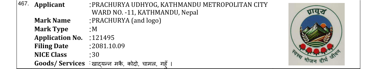 Original bulletin entry for PRACHURYA (and logo)