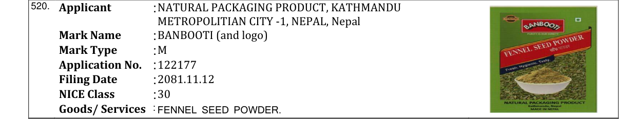 Original bulletin entry for BANBOOTI (and logo)