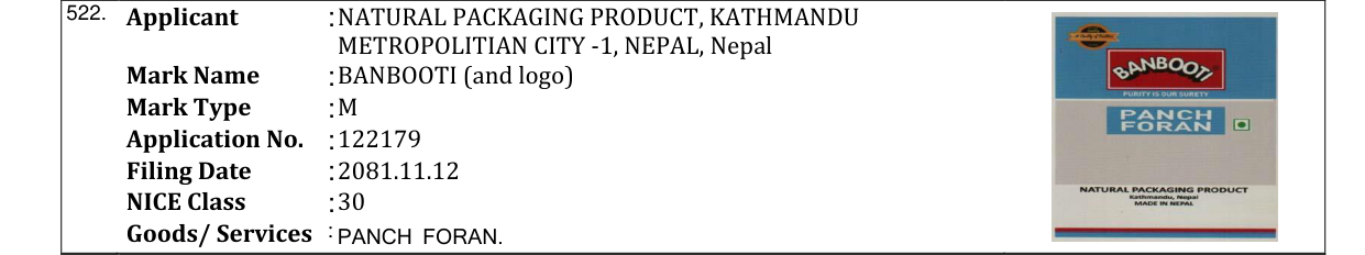 Original bulletin entry for BANBOOTI (and logo)