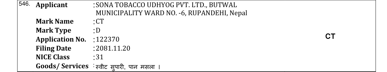Original bulletin entry for CT