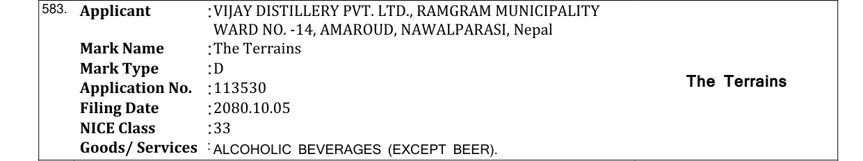 Original bulletin entry for The Terrains