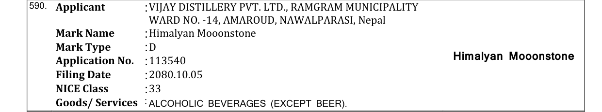 Original bulletin entry for Himalyan Mooonstone