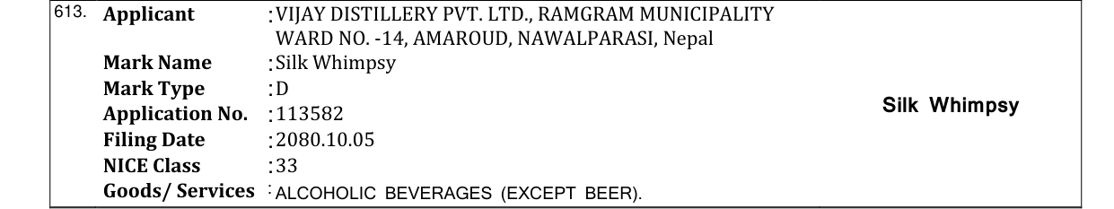 Original bulletin entry for Silk Whimpsy