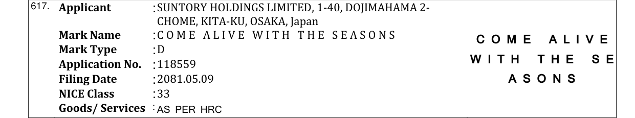 Original bulletin entry for C O M E A L I V E W I T H T H E S E A S O N S C O M E A L I V E