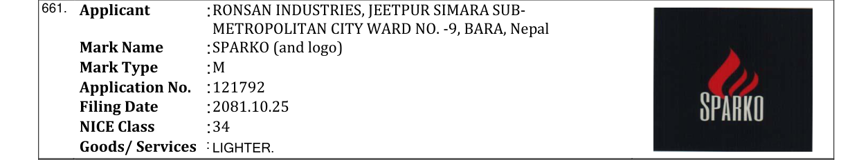 Original bulletin entry for SPARKO (and logo)