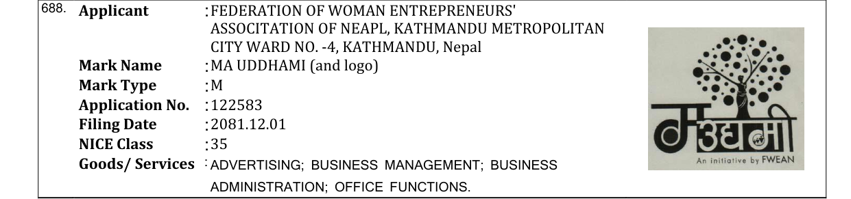 Original bulletin entry for MA UDDHAMI (and logo)