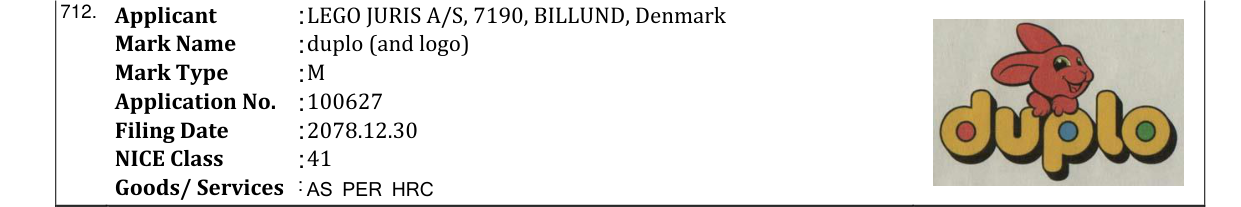 Original bulletin entry for duplo (and logo)