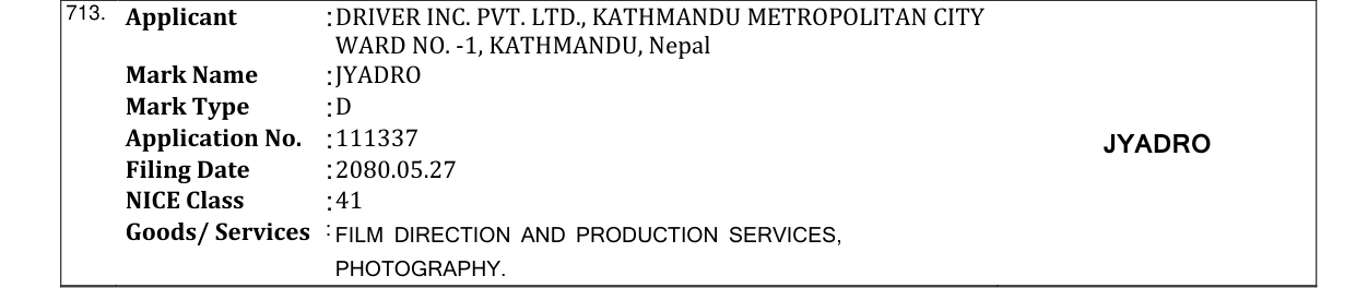 Original bulletin entry for JYADRO