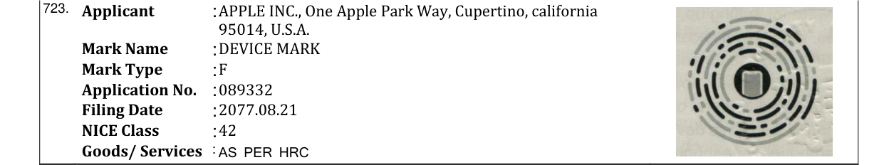 Original bulletin entry for DEVICE MARK