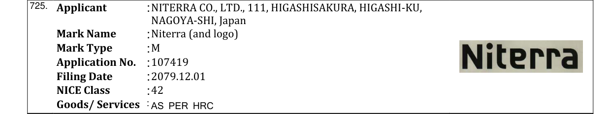 Original bulletin entry for Niterra (and logo)