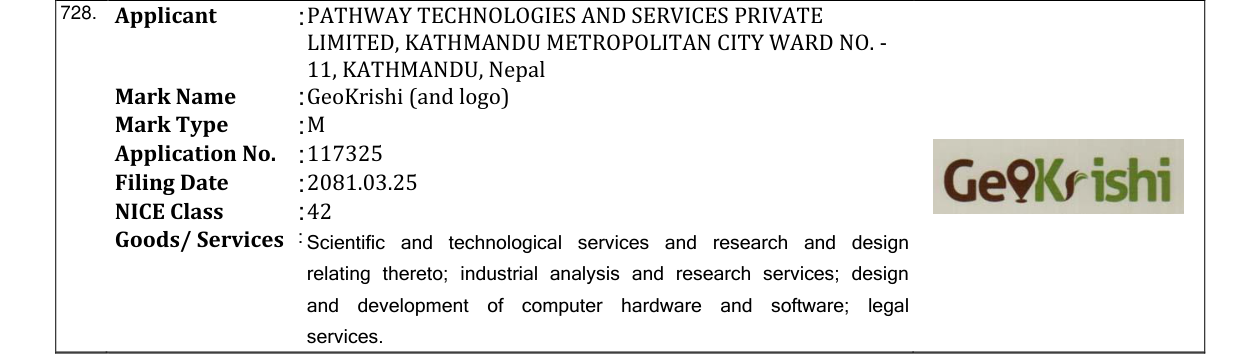 Original bulletin entry for GeoKrishi (and logo)