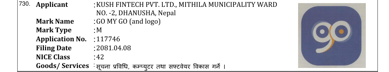 Original bulletin entry for GO MY GO (and logo)