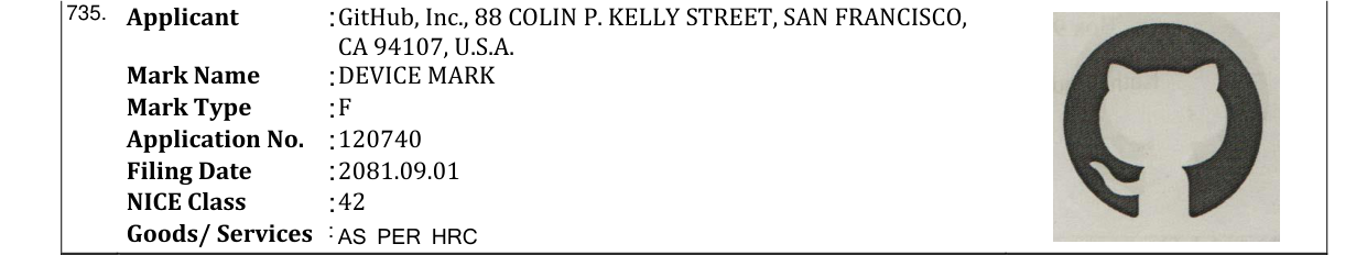 Original bulletin entry for DEVICE MARK