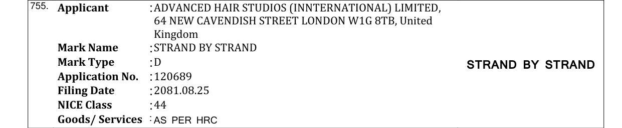 Original bulletin entry for STRAND BY STRAND