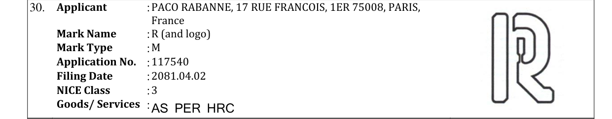 Original bulletin entry for R (and logo)