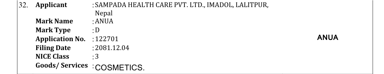 Original bulletin entry for ANUA