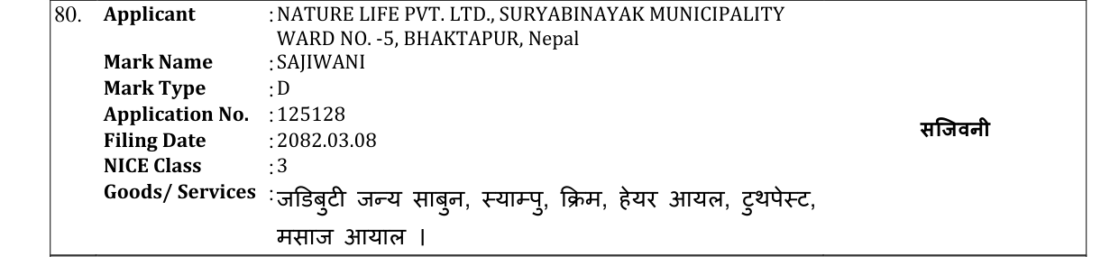 Original bulletin entry for SAJIWANI