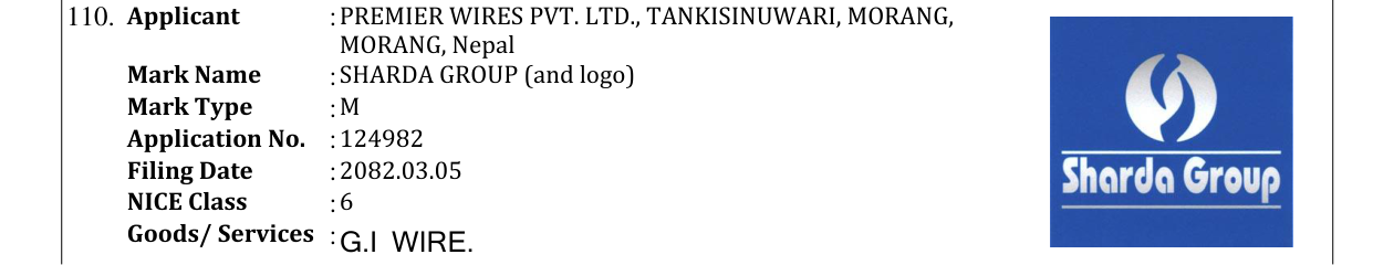 Original bulletin entry for SHARDA GROUP (and logo)