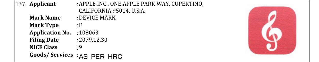 Original bulletin entry for DEVICE MARK