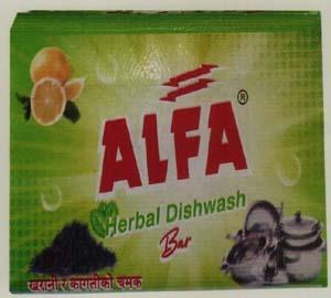 ALFA HERBAL DISHWASH BAR (and logo) trademark logo