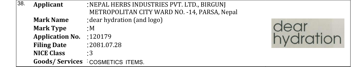 Original bulletin entry for dear hydration (and logo)