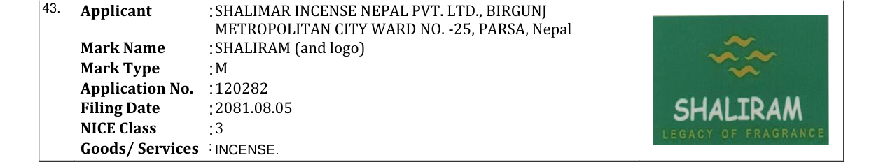 Original bulletin entry for SHALIRAM (and logo)