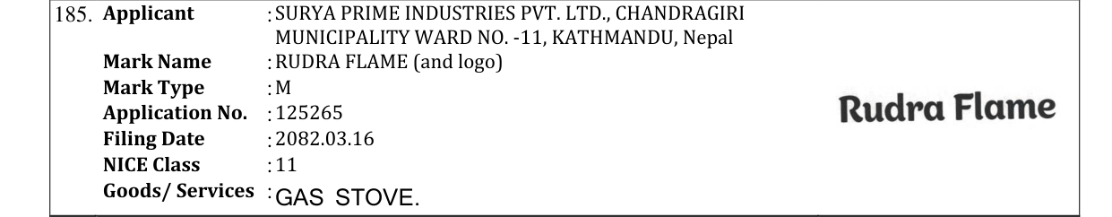 Original bulletin entry for RUDRA FLAME (and logo)