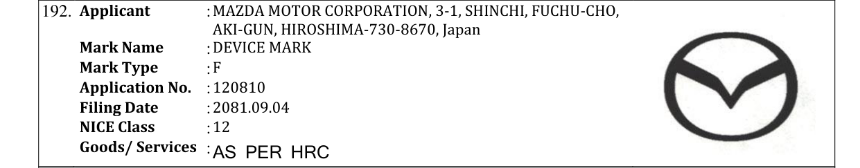Original bulletin entry for DEVICE MARK