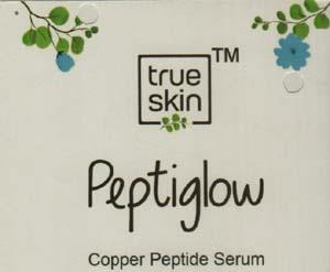 TRUESKIN PEPTIGLOW (and logo) trademark logo
