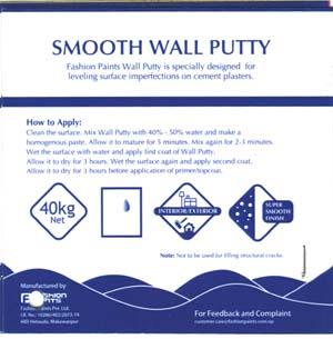 FASHION PAINTS SMOOTH WALL PUTTY (and logo) trademark logo