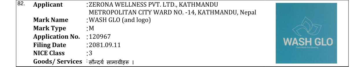 Original bulletin entry for WASH GLO (and logo)