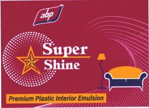 ABP SUPER SHINE PREMIUM PLASTIC INTERIOR EMULSION (and logo) trademark logo