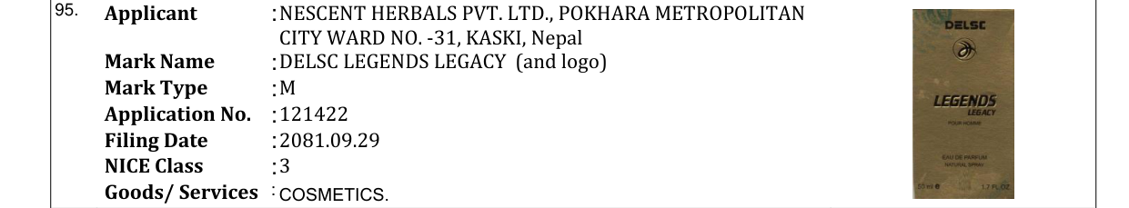 Original bulletin entry for DELSC LEGENDS LEGACY (and logo)
