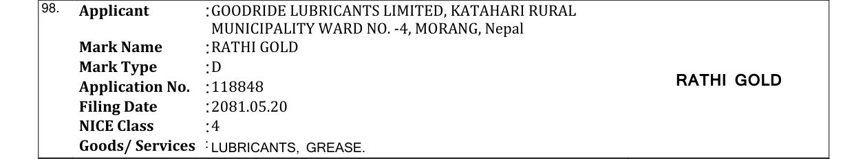 Original bulletin entry for RATHI GOLD