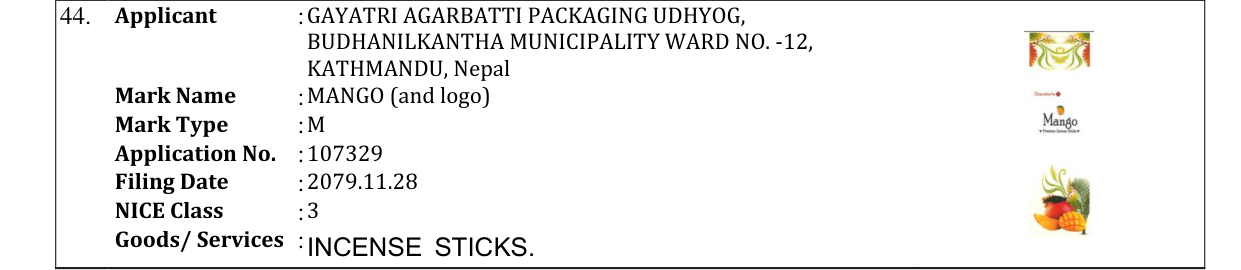 Original bulletin entry for MANGO (and logo)