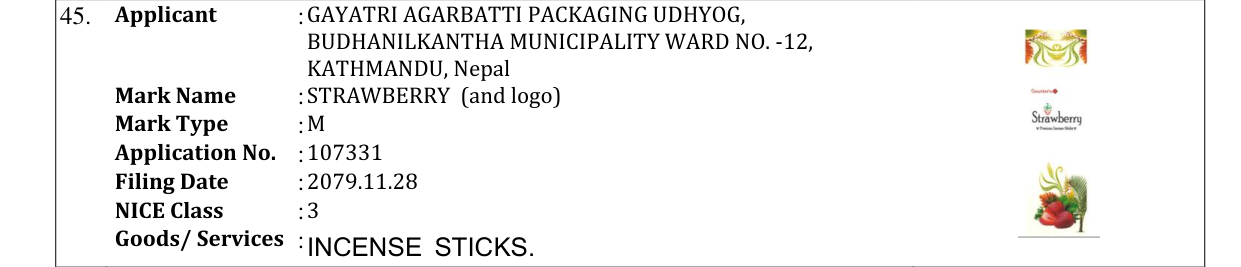 Original bulletin entry for STRAWBERRY (and logo)