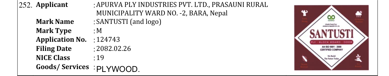 Original bulletin entry for SANTUSTI (and logo)