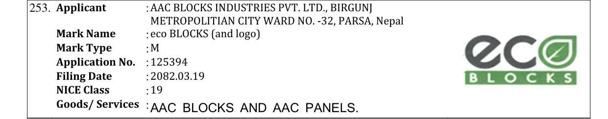 Original bulletin entry for eco BLOCKS (and logo)