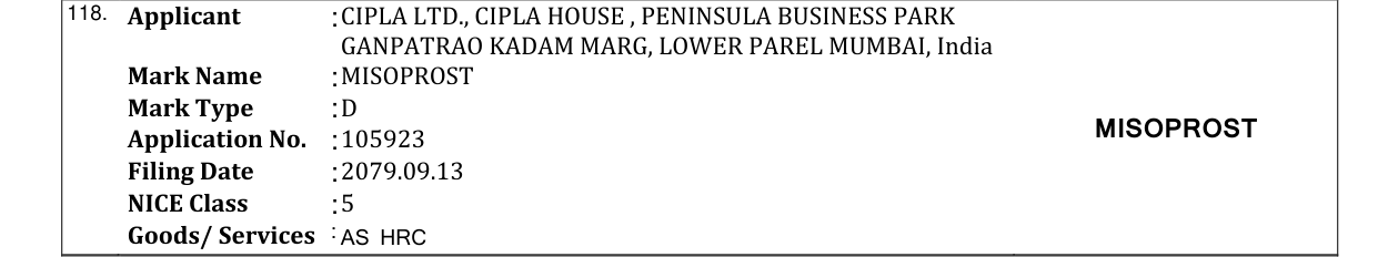Original bulletin entry for MISOPROST