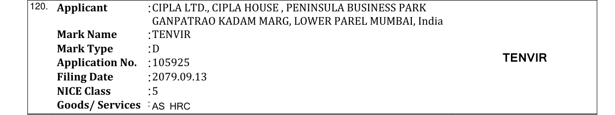 Original bulletin entry for TENVIR