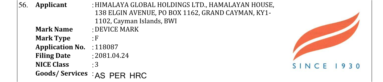 Original bulletin entry for DEVICE MARK