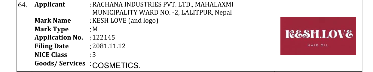 Original bulletin entry for KESH LOVE (and logo)