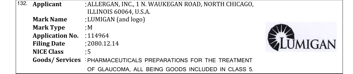 Original bulletin entry for LUMIGAN (and logo)