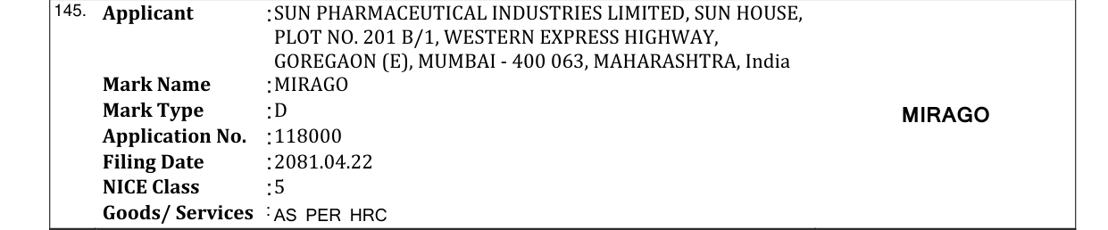 Original bulletin entry for MIRAGO
